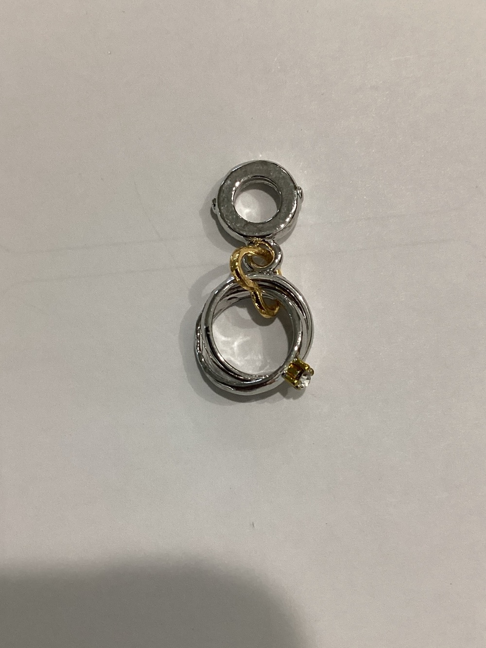 Silver and Gold Two-Tone Ring Dangle Charm for Women